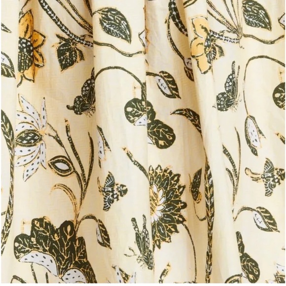 ULLA JOHNSON Tahlia Long Sleeve Cotton Floral Dress in Lemon Balm - Picture 2 of 5